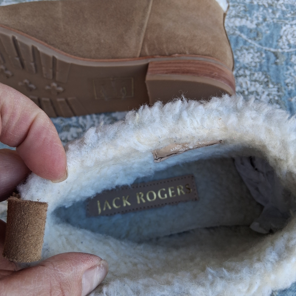 Jack Rogers Sienna Sherpa Lined Suede Booties Sz 9 NEW Water Resistant Trendy - Picture 9 of 15